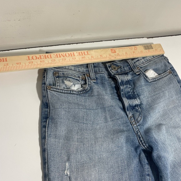 Pistola distressed high rise straight leg light blue wash denim size 27X28.5 - Picture 8 of 12